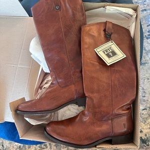 NIB Frye Melissa Button-SFT LE Extended Calf Cognac 11M tall riding boots